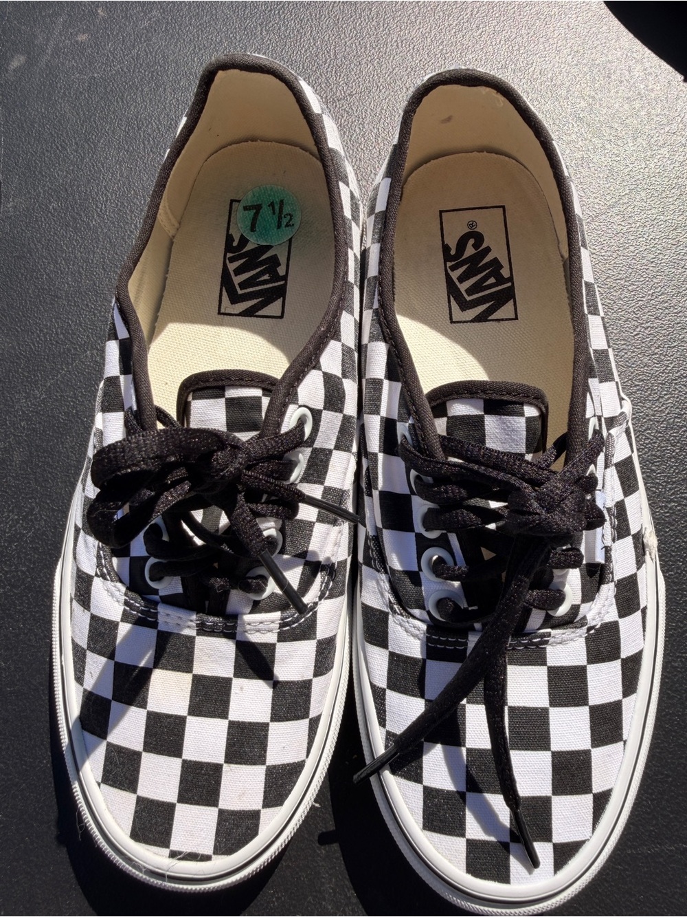 Vans Black and White Checkerboard Lace-Up Sneakers